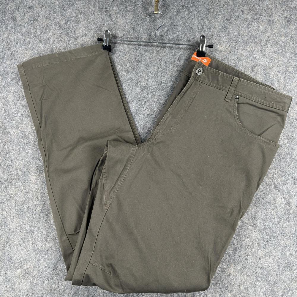 Merrell Chino Pants Mens 38x34 Green‎ Stretch Outdoor Hiking Zip Pocket Travel